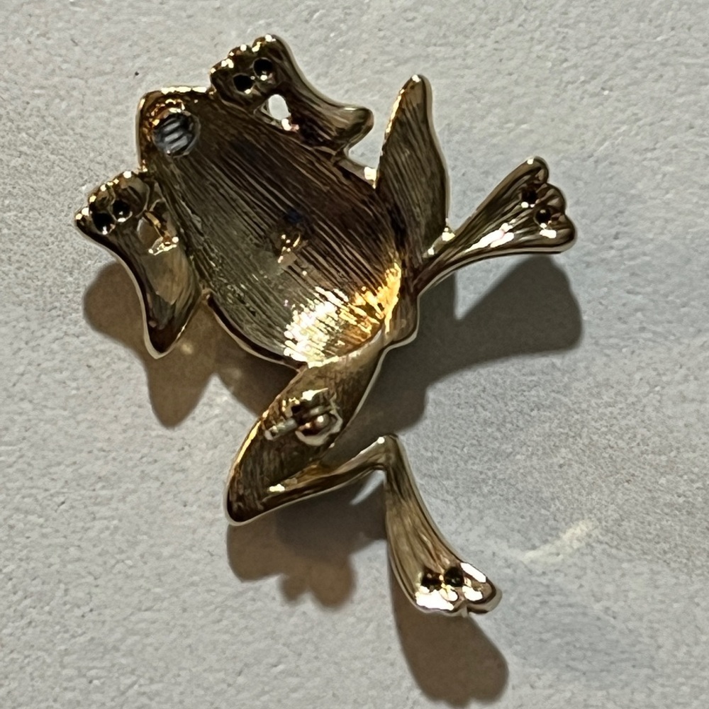 Beautiful Green Enamel and Gold-tone Frog Brooch *see description* - Picture 4 of 6